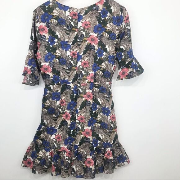 Anthropologie Lost + Wander Floral Ruffle Edge Wrap Style Mini Dress NEW no belt - Picture 6 of 16